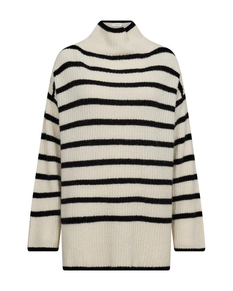 CMBIANCA - GESTREIFT PULLOVER IN SCHWARZ UND WEISS,WOLLWEISS