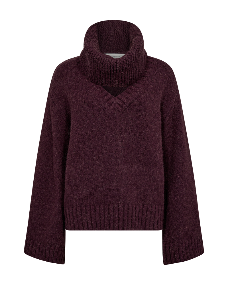 CMANDREA -STRICKPULLOVER MIT ABNEHMBAREM ROLLKRAGEN IN ROT