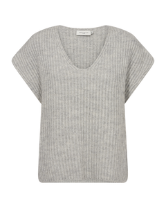 CMNUGGY - RIBBESTRICKTE WESTE IN GRAU
