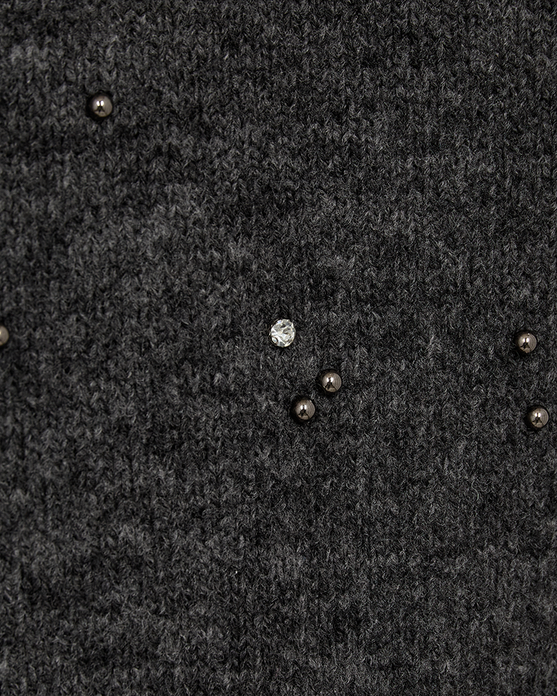 CMDIAMOND - PULLOVER MIT SIMILIST UND PERLEN IN GRAU