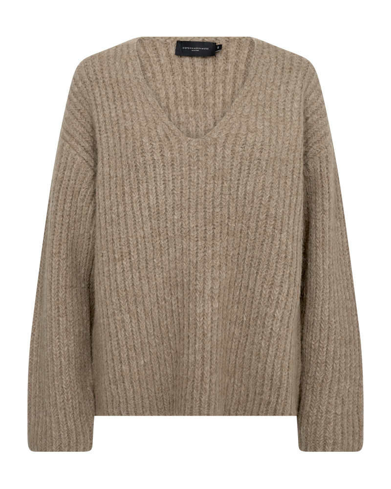 CMANDREA - RIBBESTRICKTER PULLOVER IN BEIGE