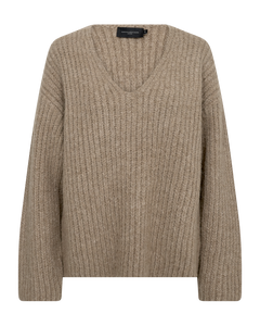 CMANDREA - RIBBESTRICKTER PULLOVER IN BEIGE