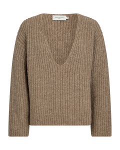CMANDREA - RIBBESTRICKTER PULLOVER IN BEIGE