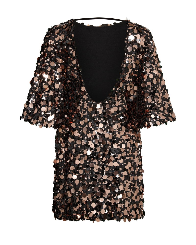 CMSEQUINCE - KLEID MIT PAILLETTEN IN BRAUN