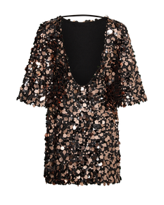 CMSEQUINCE - KLEID MIT PAILLETTEN IN BRAUN