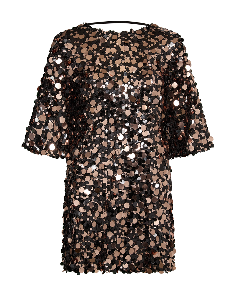 CMSEQUINCE - KLEID MIT PAILLETTEN IN BRAUN