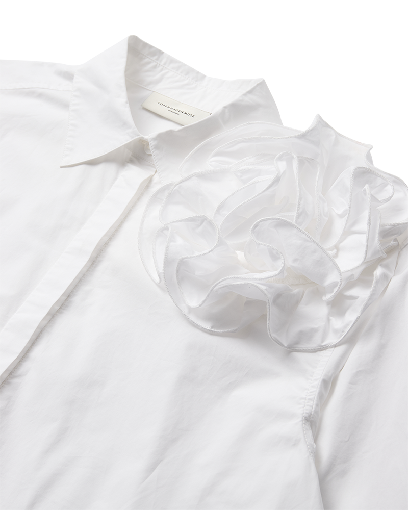 CMPOPLIN - HEMD MIT ROSETTE IN WEISS