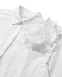 CMPOPLIN - HEMD MIT ROSETTE IN WEISS
