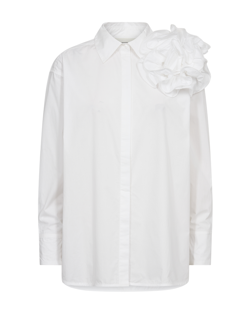 CMPOPLIN - HEMD MIT ROSETTE IN WEISS