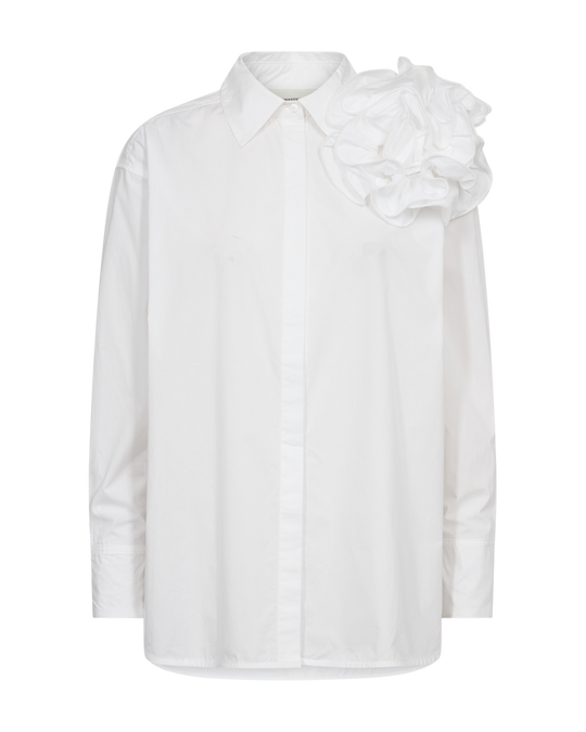 CMPOPLIN - HEMD MIT ROSETTE IN WEISS
