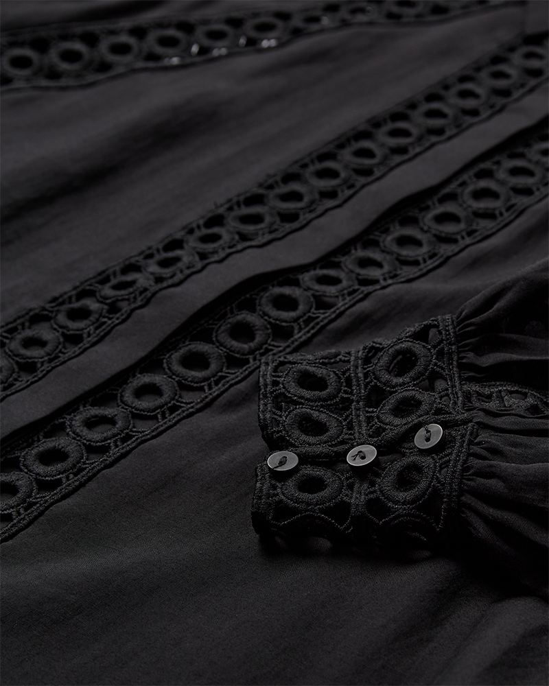 CMMOLLY - HEMD MIT SPITZE IN SCHWARZ