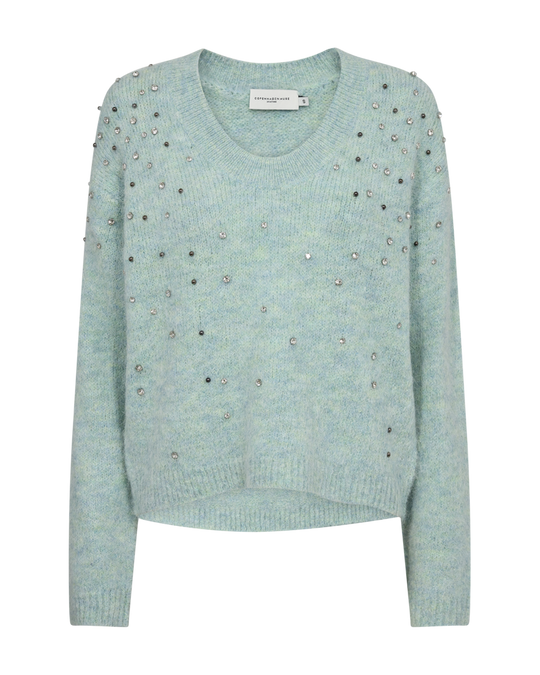 CMMARNI - PULLOVER MIT STEINEN IN GRÜN