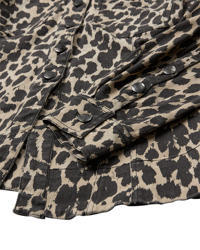 CMLEORA - DENIMHEMD IN LEOPARD