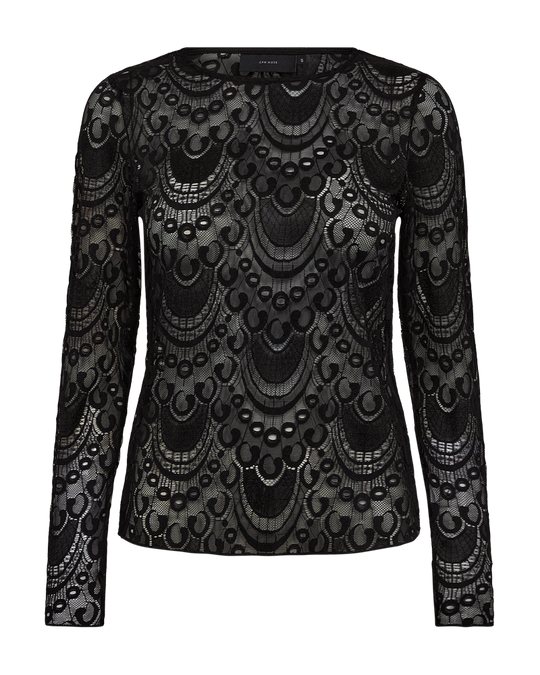 CMLACIE – BLUSE MIT SPITZE IN SCHWARZ