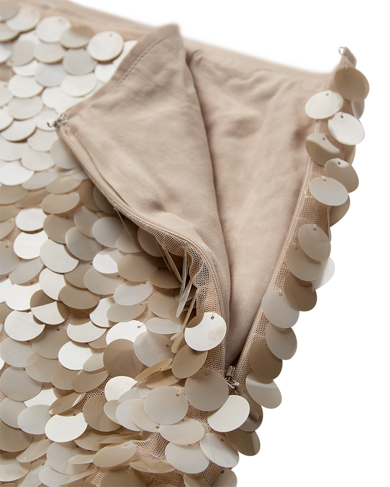 CMSEQUINCE - ROCK MIT PAILLETTEN IN BEIGE