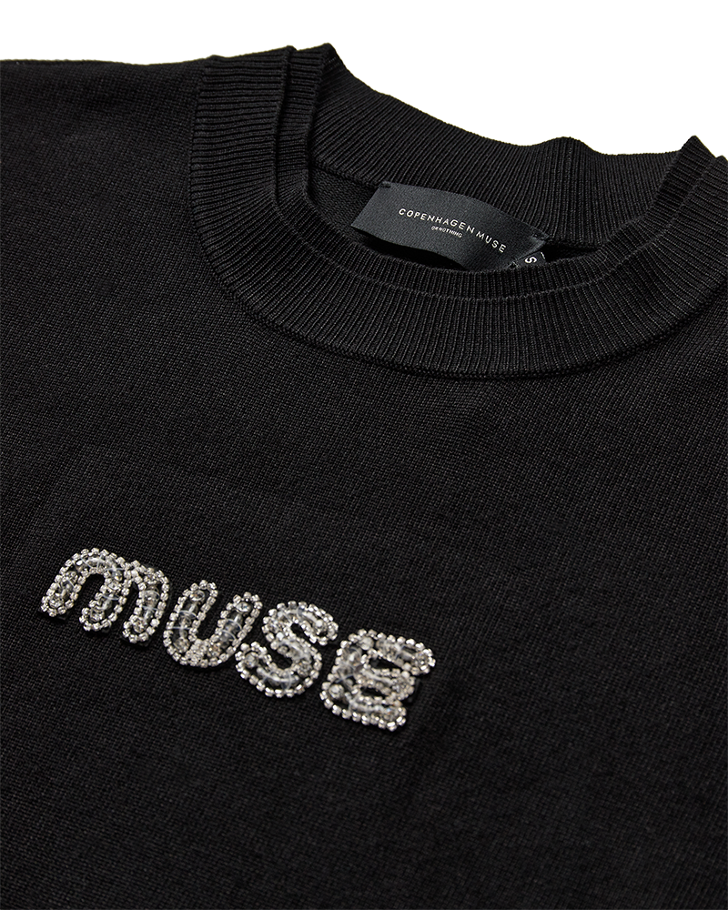 CMVERAN - PULLOVER MIT PAILLETTEN UND SMILEY-STREIFEN IN SCHWARZ