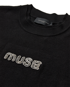 CMVERAN - PULLOVER MIT PAILLETTEN UND SMILEY-STREIFEN IN SCHWARZ