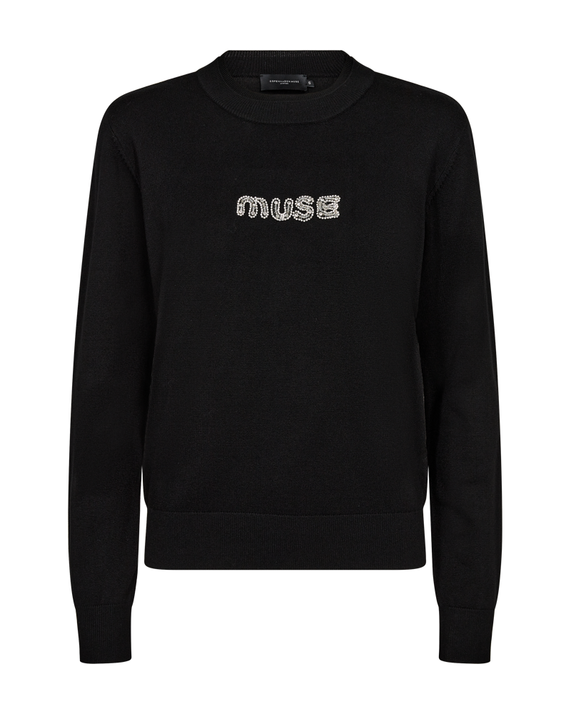 CMVERAN - PULLOVER MIT PAILLETTEN UND SMILEY-STREIFEN IN SCHWARZ