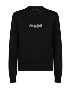 CMVERAN - PULLOVER MIT PAILLETTEN UND SMILEY-STREIFEN IN SCHWARZ