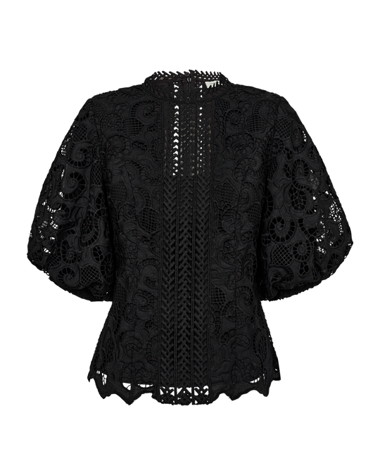 CMLANLY - BLUSE MIT SPITZE IN SCHWARZ