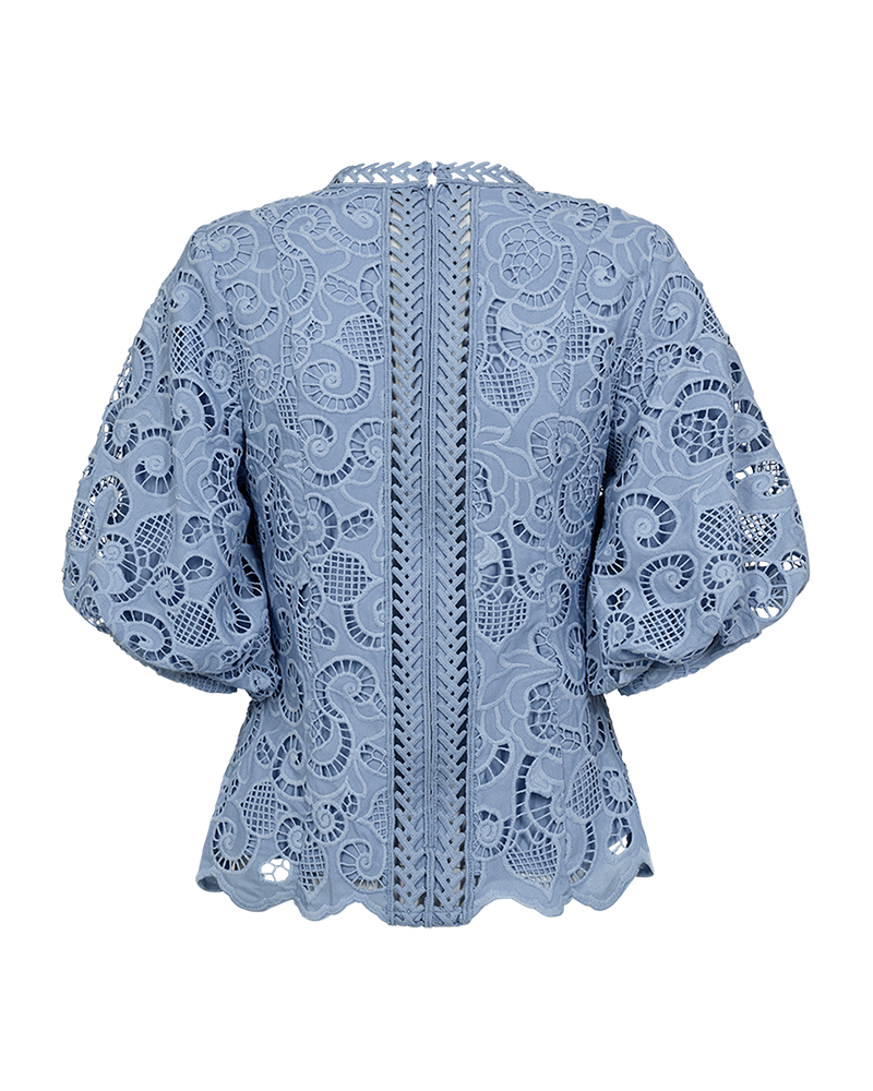 CMLANLY - BLUSE MIT SPITZE IN BLAU