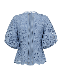 CMLANLY - BLUSE MIT SPITZE IN BLAU