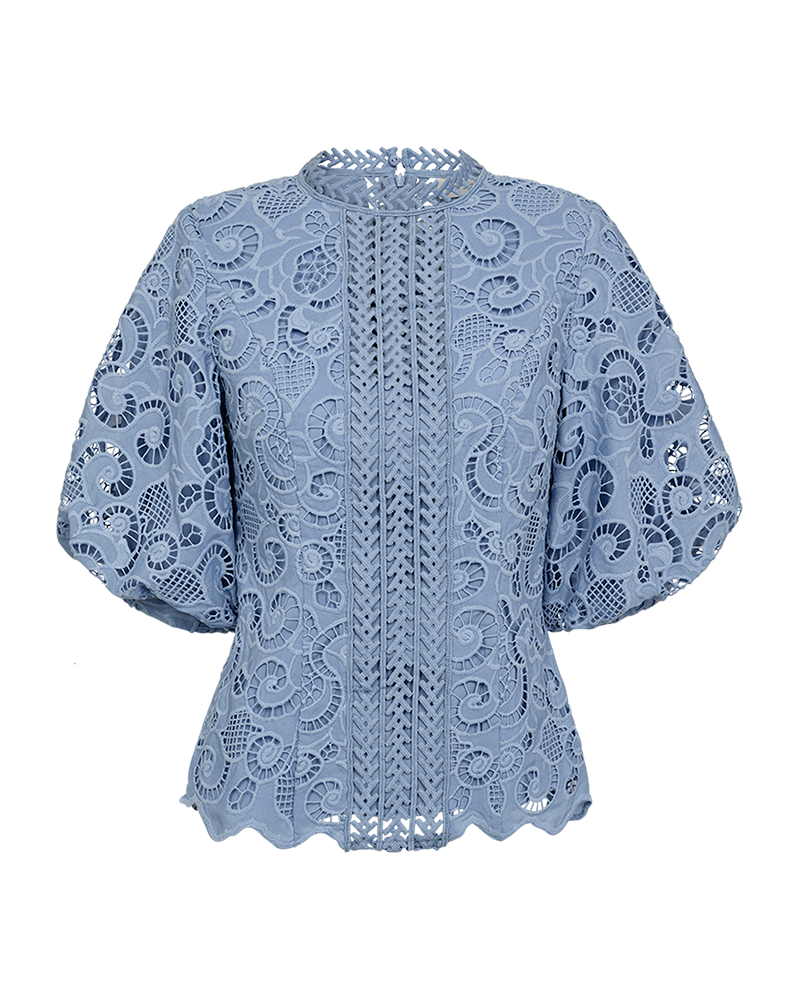 CMLANLY - BLUSE MIT SPITZE IN BLAU