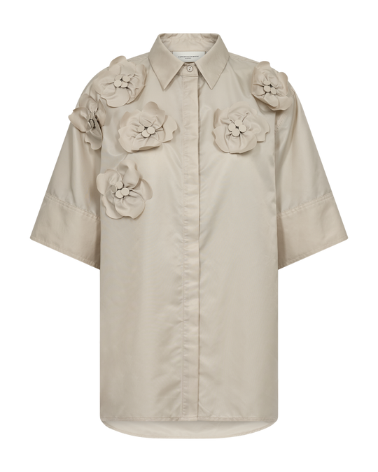CMSIMI HEMD MIT HANDGEFERTIGTE BLUMEN IN BEIGE