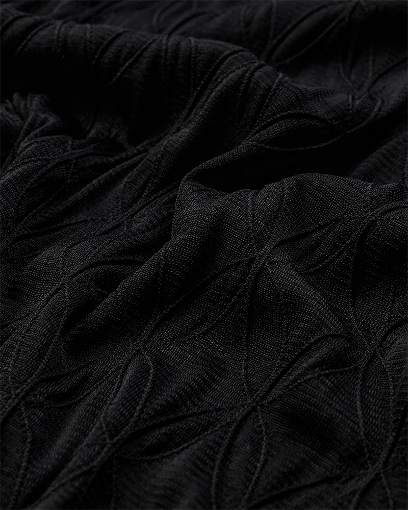 CMHANNA – LANGÄRMELIGES MESH-TOP MIT MUSTER IN SCHWARZ