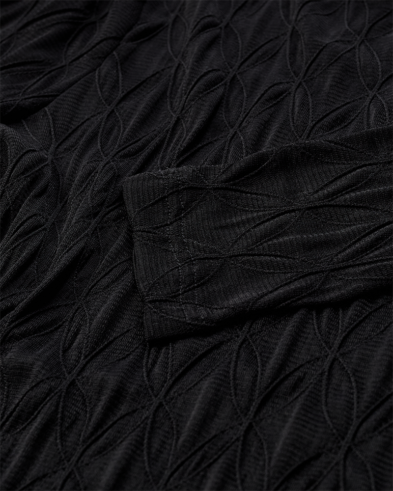 CMHANNA – LANGÄRMELIGES MESH-TOP MIT MUSTER IN SCHWARZ