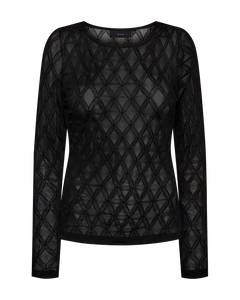 CMHANNA – LANGÄRMELIGES MESH-TOP MIT MUSTER IN SCHWARZ