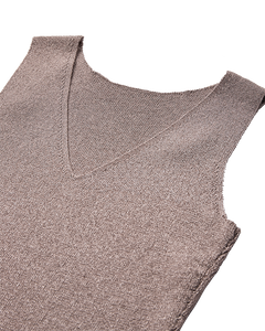 CMMETA - WENDBARES STRICKTOP MIT METALLFADEN IN BEIGE