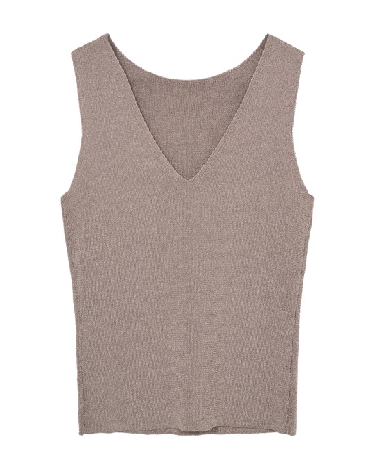 CMMETA - WENDBARES STRICKTOP MIT METALLFADEN IN BEIGE