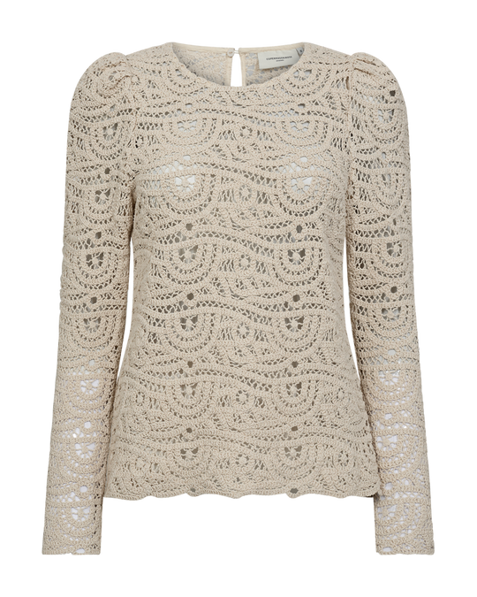 CMKARLA - GEHÄKELTE BLUSE IN BEIGE