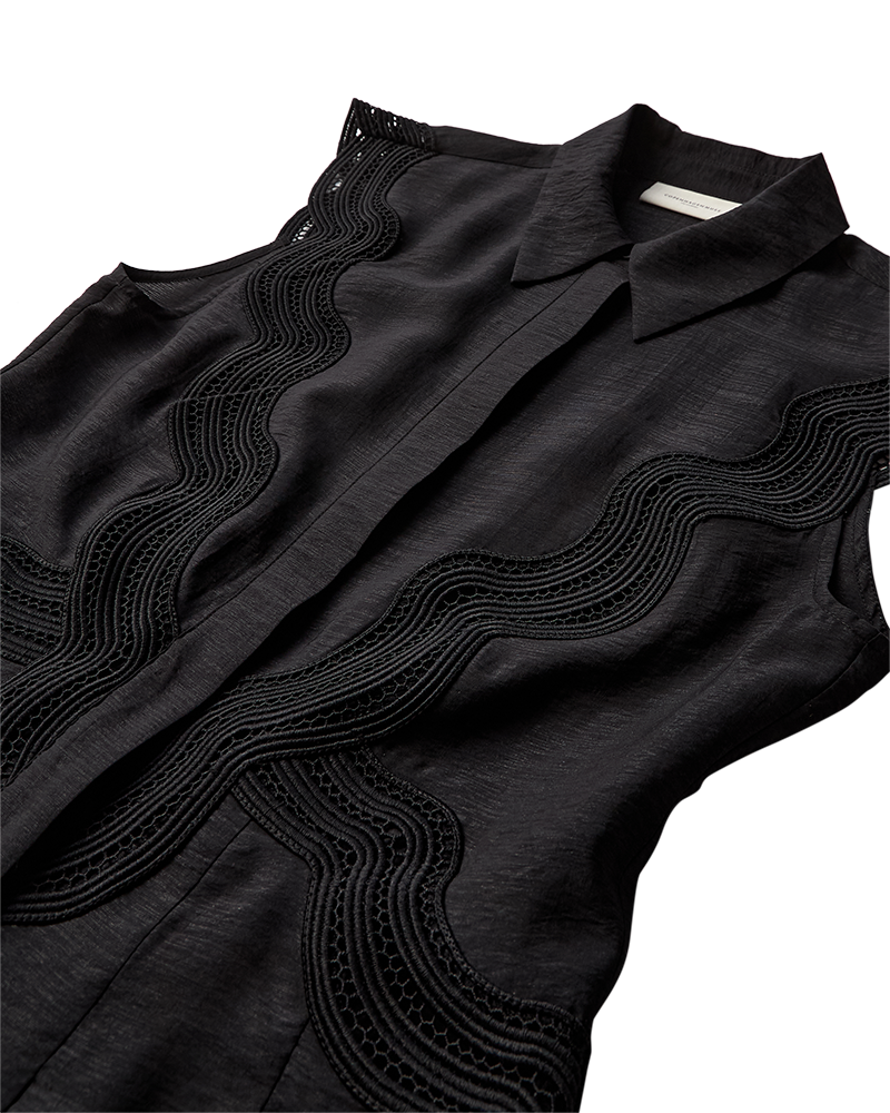 CMCOLE - FIGURBETONTES KLEID MIT CUTOUT-SPITZE IN SCHWARZ