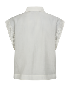 CMMOLLY - HEMD MIT CUT-AND-SEW SPITZE IN WOLLWEISS