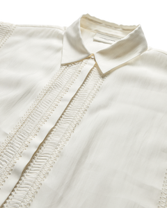 CMMOLLY - HEMD MIT CUT-AND-SEW SPITZE IN WOLLWEISS