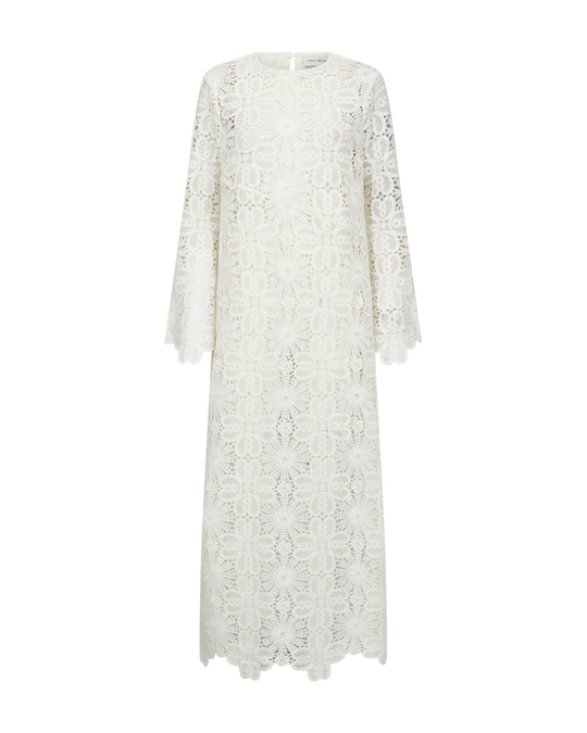 CMVILJA – KLEID MIT STICKEREI IN WOLLWEISS