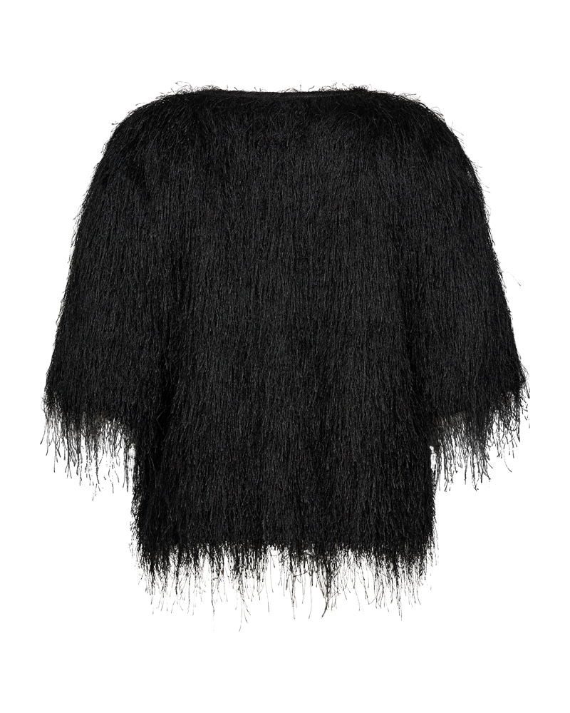 CMFALLON - T-SHIRT MIT FRANSEN IN SCHWARZ