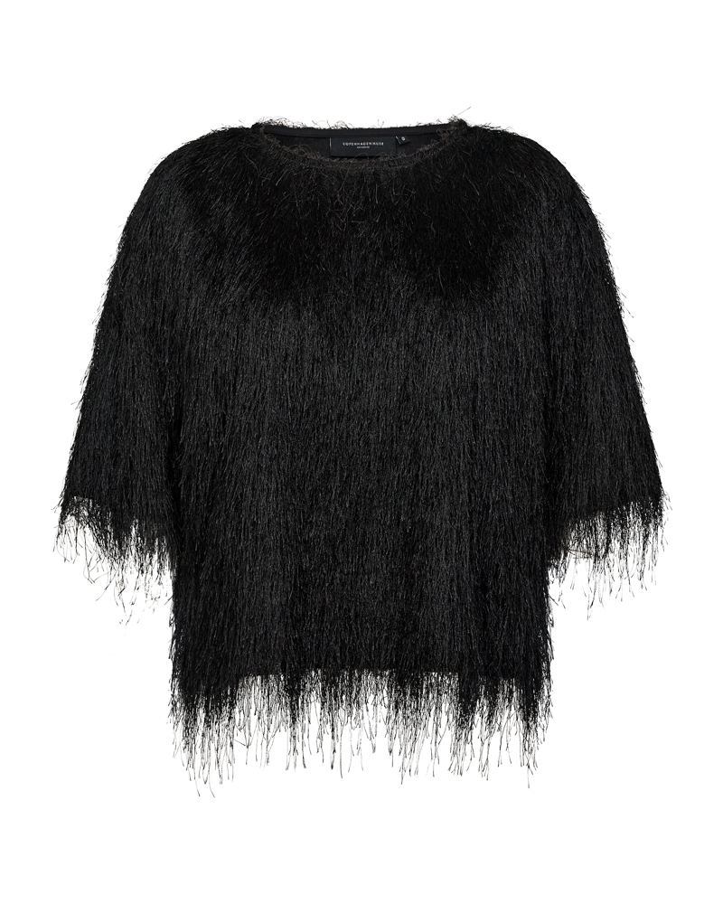 CMFALLON - T-SHIRT MIT FRANSEN IN SCHWARZ
