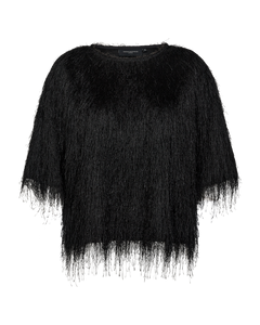 CMFALLON - T-SHIRT MIT FRANSEN IN SCHWARZ