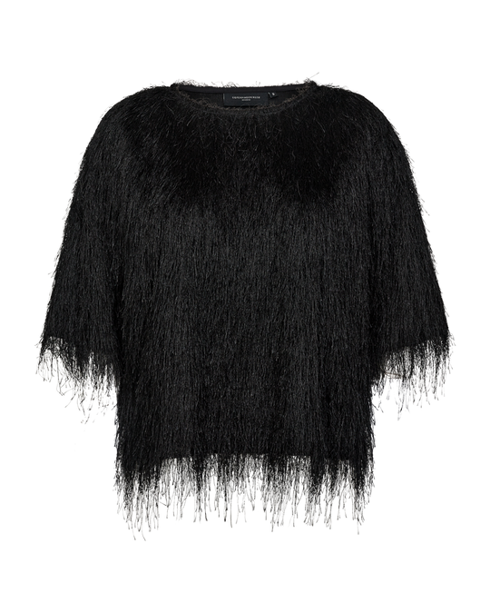 CMFALLON - T-SHIRT MIT FRANSEN IN SCHWARZ