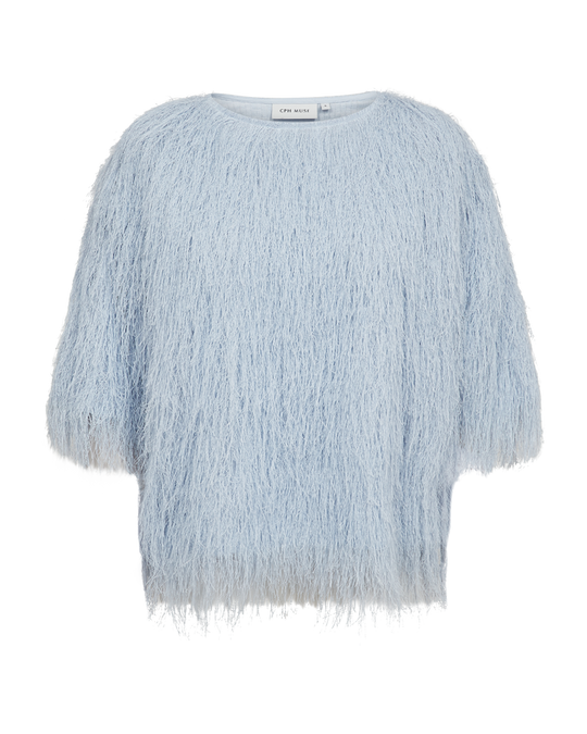 CMFALLON – T-SHIRT MIT FRANSEN IN BLAU