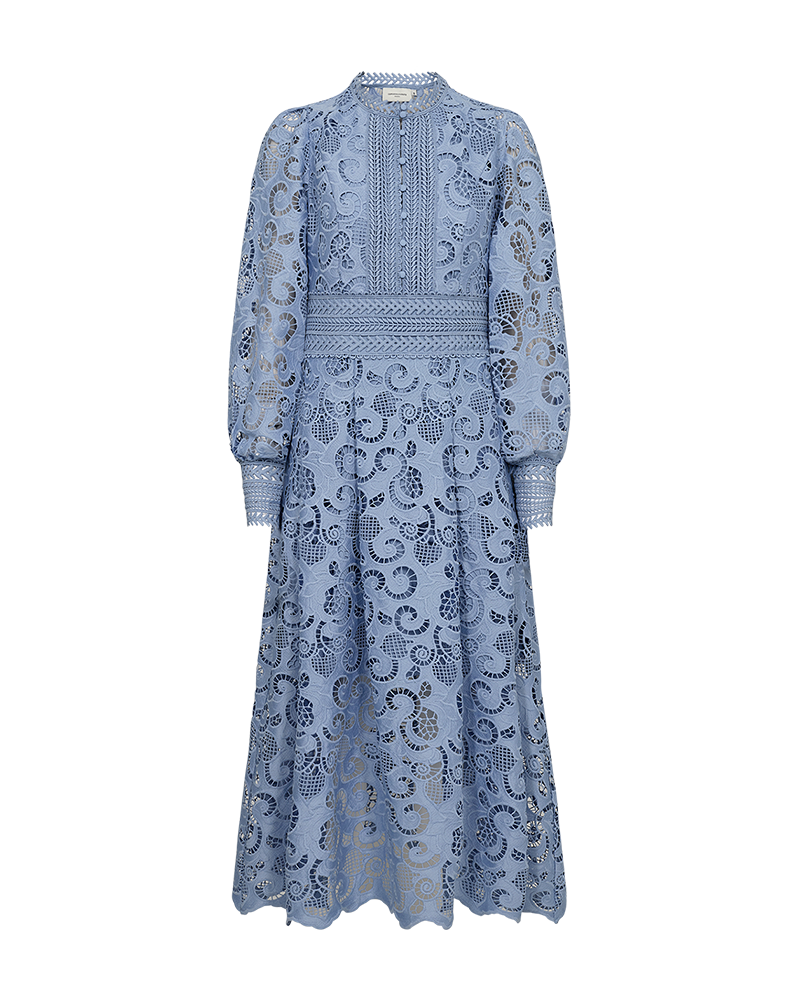 CMLANLY - KLEID MIT SPITZE IN BLAU