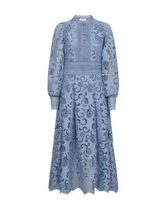 CMLANLY - KLEID MIT SPITZE IN BLAU