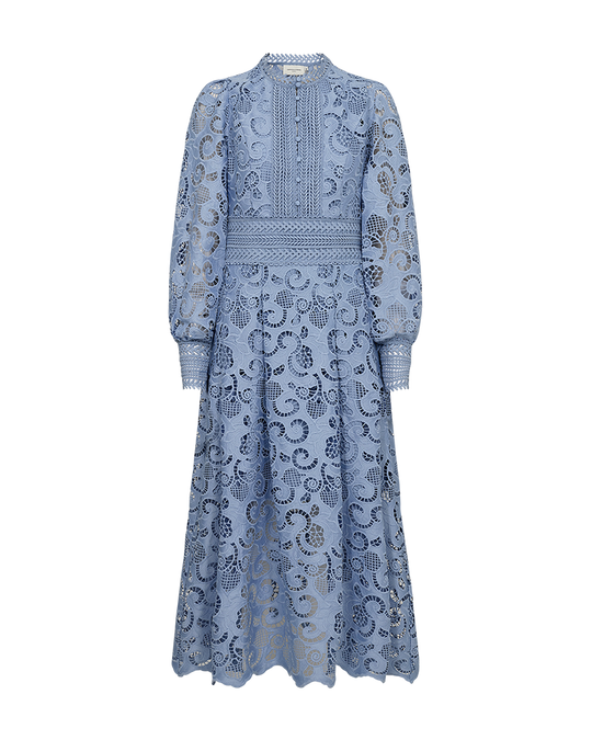 CMLANLY - KLEID MIT SPITZE IN BLAU