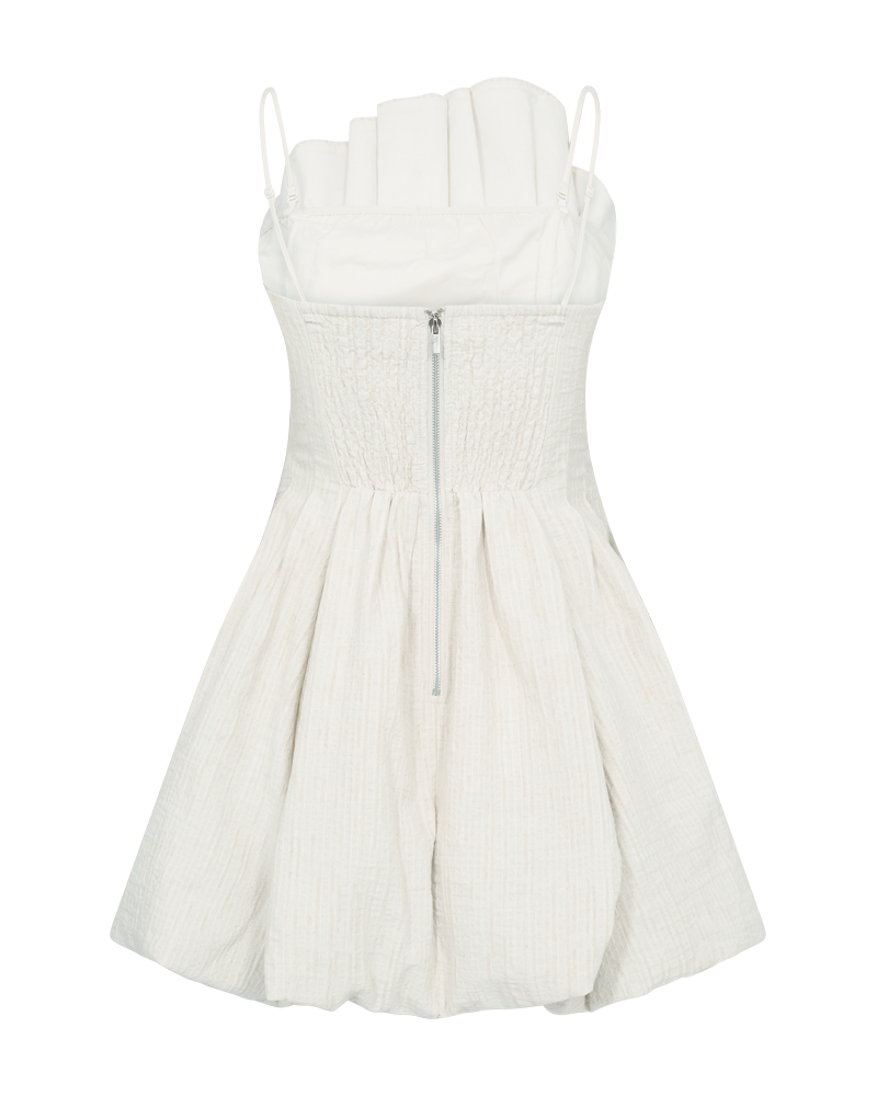 CMBRINDA - KURZES KLEID MIT BALLONEFFEKT IN WOLLWEISS