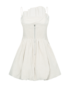 CMBRINDA - KURZES KLEID MIT BALLONEFFEKT IN WOLLWEISS