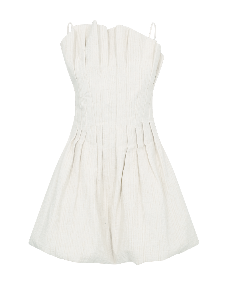 CMBRINDA - KURZES KLEID MIT BALLONEFFEKT IN WOLLWEISS