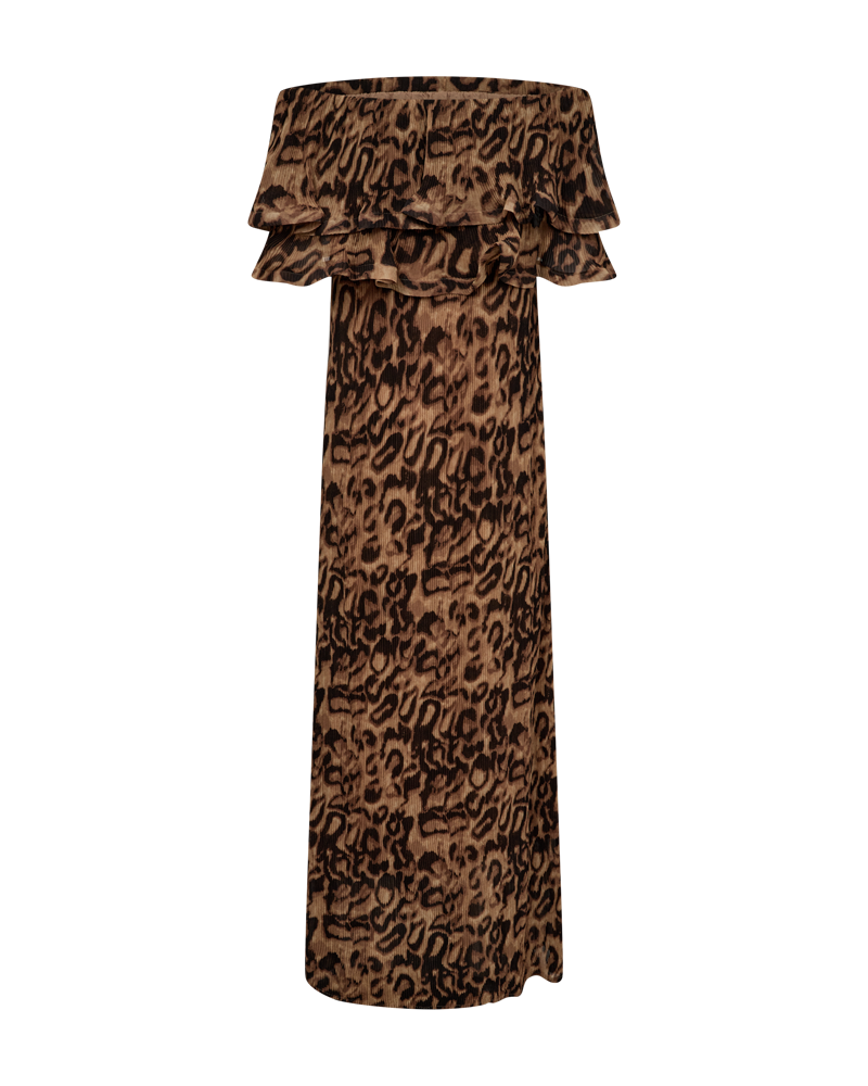 CMKIRA - PLISSIERTES OFF-SHOULDER KLEID IN LEOPARD